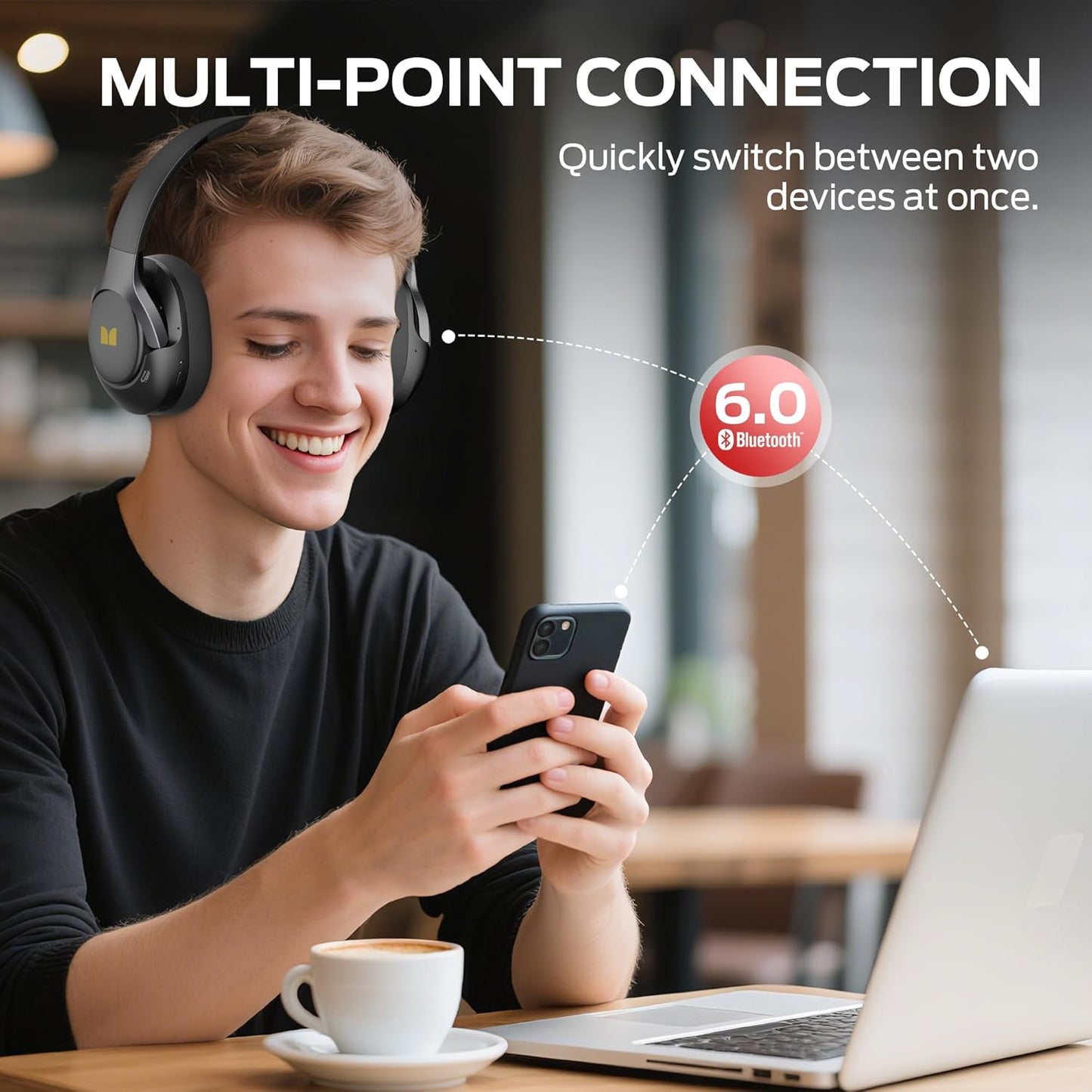 Handsfree Bluetooth Monster Persona 5th, MultiPoint, A2DP, ANC, Zwart