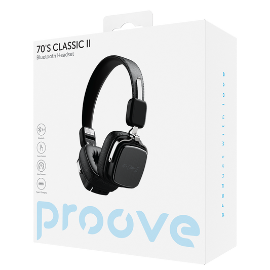 Handsfree Bluetooth Proove 70's Classic II, A2DP, Zwart