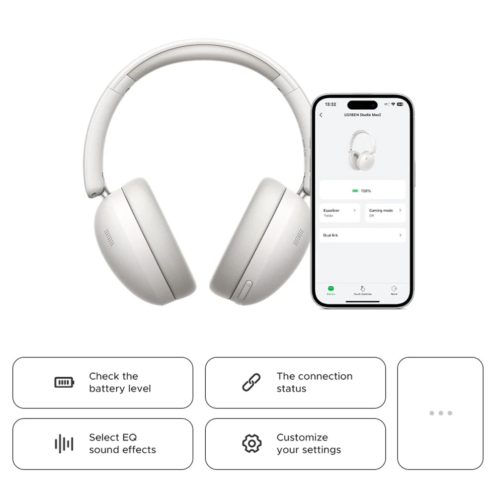 Handsfree Bluetooth UGREEN HiTune Max 2 HP205, MultiPoint, A2DP, ANC, Zwart