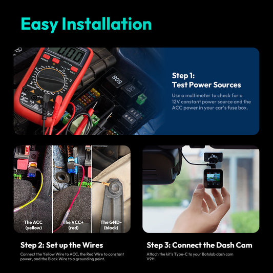 Hardwire Botslab voor G500H Pro / V9H / HK50 Camera