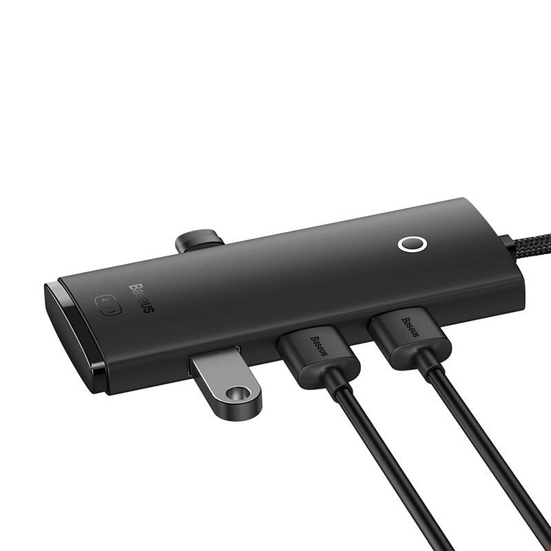 Baseus Lite USB Hub, 4 x USB-A 3.0 - 1 x USB-C, 0,25 m, Zwart WKQXX030001