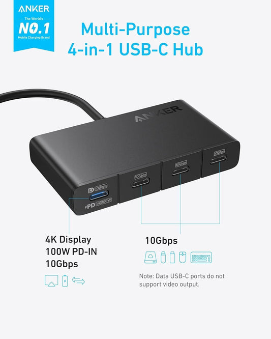Anker USB-C Hub, 4 x USB-C, Zwart A8340GA1