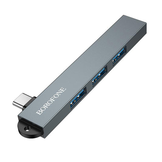 USB-C Hub Borofone FH1A, 4-in-1, Grijs