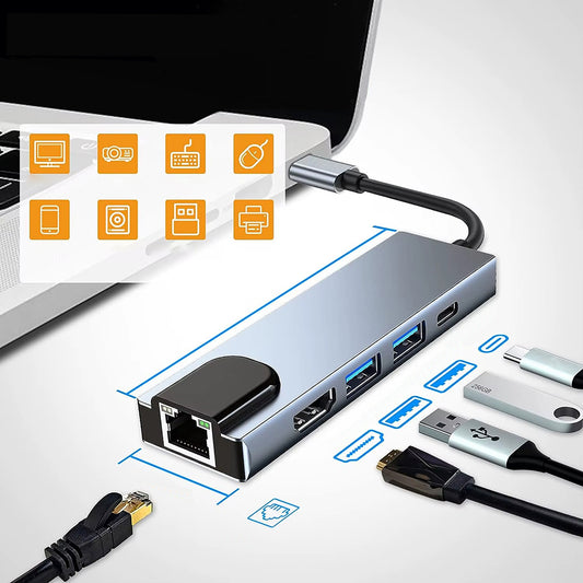 Hub USB-C Techsuit H1 NetBridge, 5in1, Gri