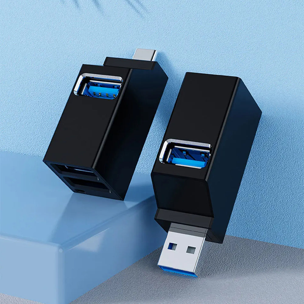 USB-C Techsuit H10 EchoLink hub, 3in1, Zwart