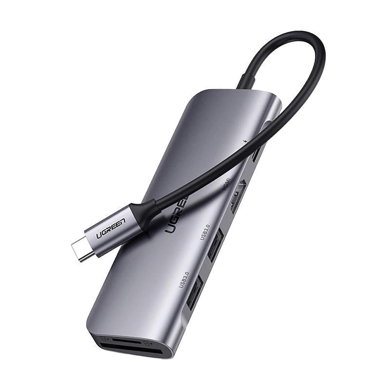 Hub USB-C UGREEN CM195 (15214), 2 x USB-A 3.0 - 1 x USB-C - 1 x HDMI - 1 x SD - 1 x microSD, Gri