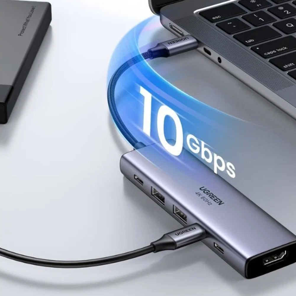 Hub USB-C UGREEN CM511 (35999), 2 x USB-A 3.2 - 3 x USB-C - 1 x HDMI, Gri