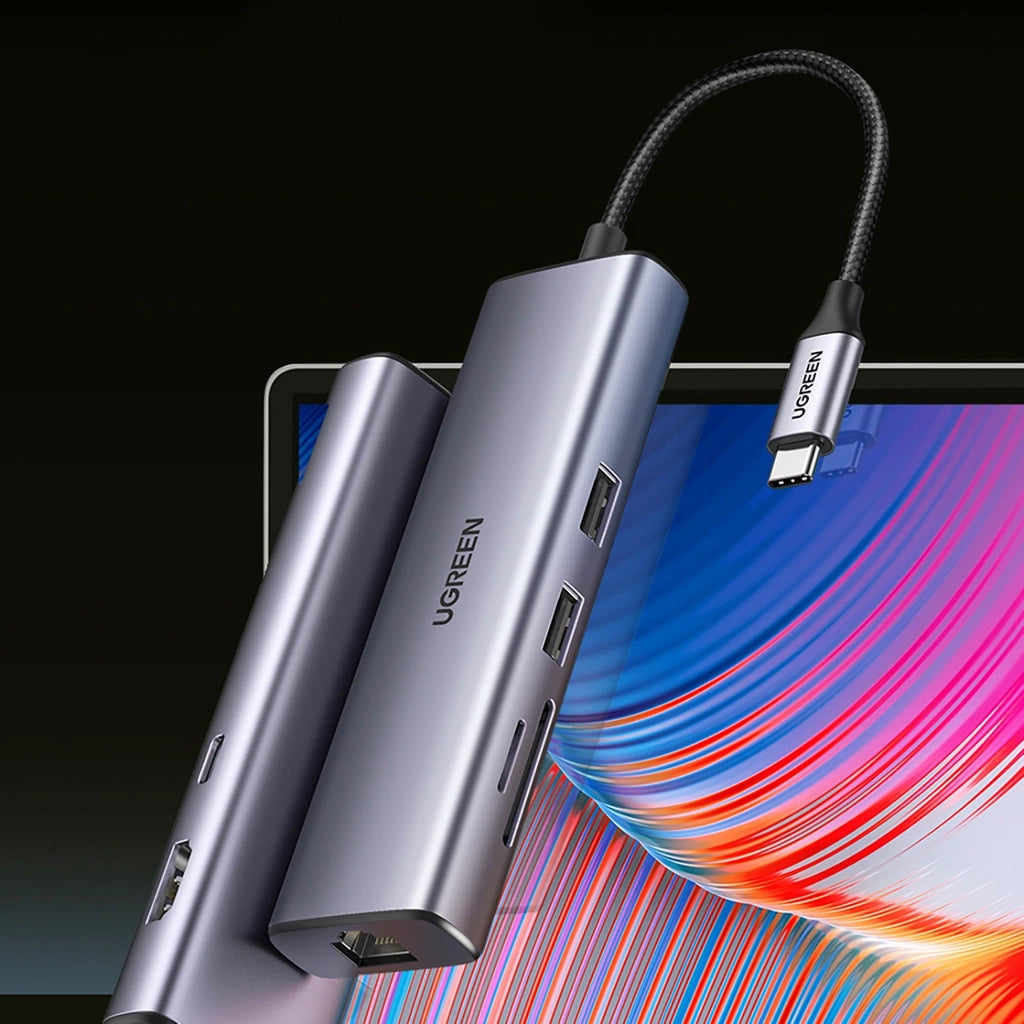 Hub USB-C UGREEN CM512 (90568), 2 x USB-A 3.0 - 1 x USB-C - 1 x HDMI - 1 x RJ45 - 1 x SD - 1 x microSD, Gri