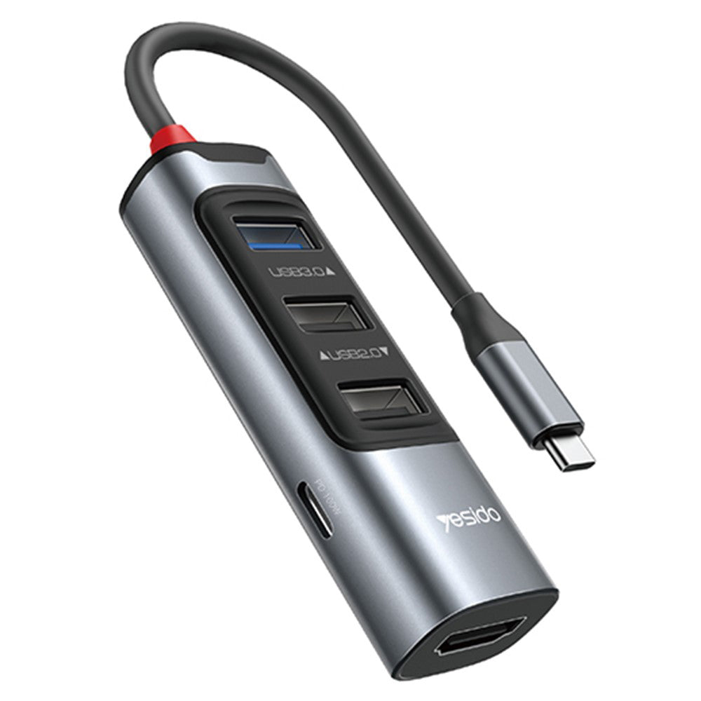 USB-C Hub Yesido HB22, 5in1, Grijs