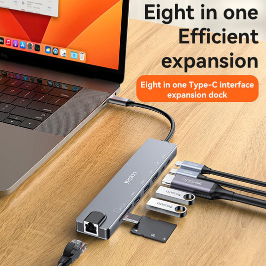 USB-C Hub Yesido HB27, 8in1, Grijs