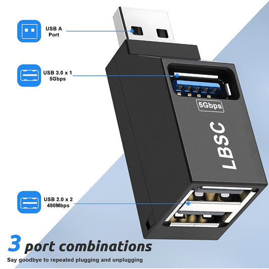 USB-hub Techsuit H11 EchoLink, 3in1, Zwart