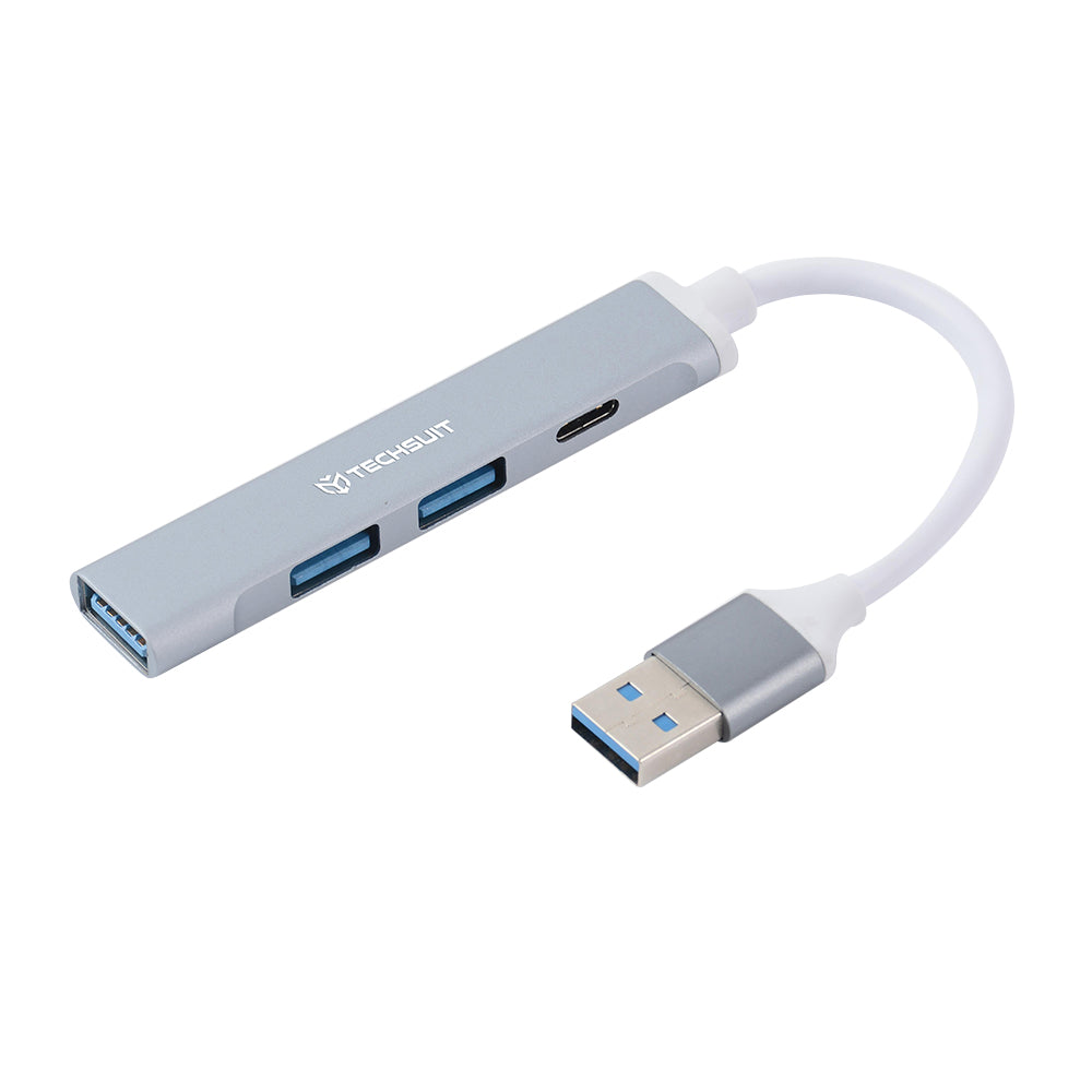 USB-hub Techsuit H19 PolarisBridge, 4in1, Wit Grijs