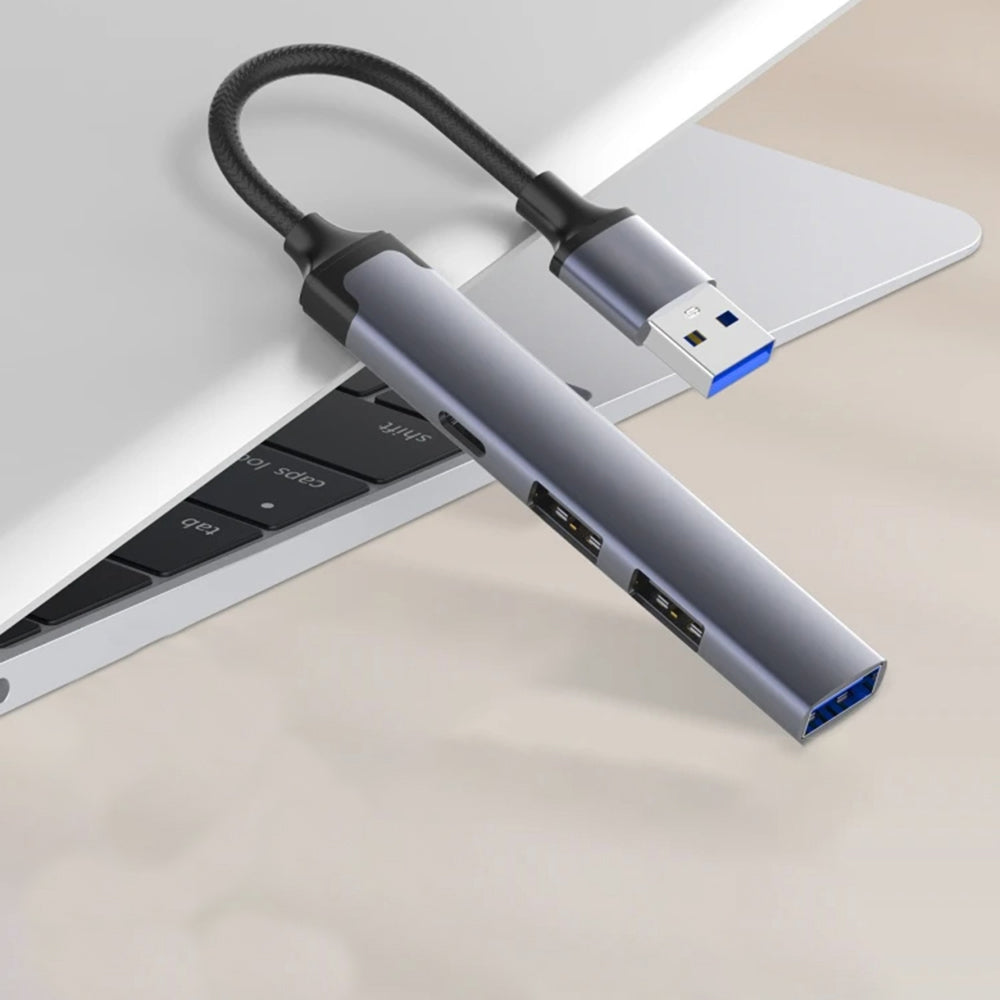 USB-hub Techsuit H19 PolarisBridge, 4in1, Wit Grijs