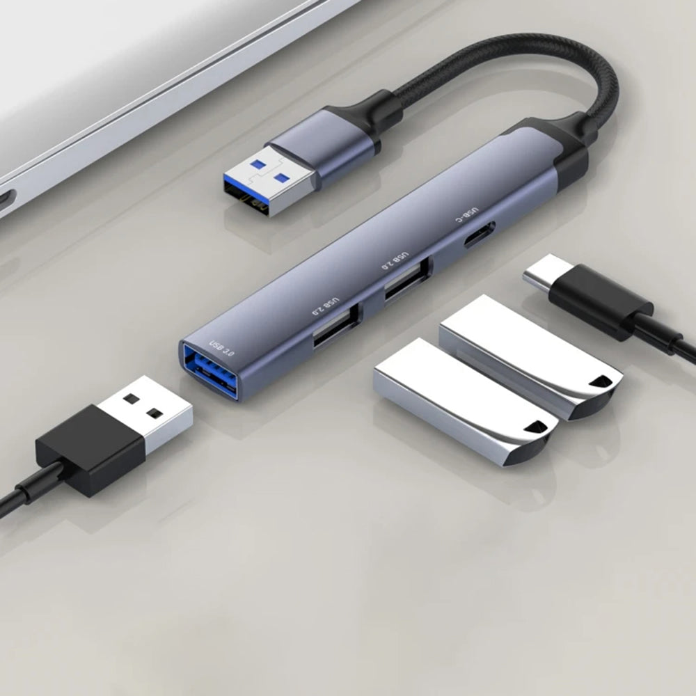 USB-hub Techsuit H19 PolarisBridge, 4in1, Wit Grijs