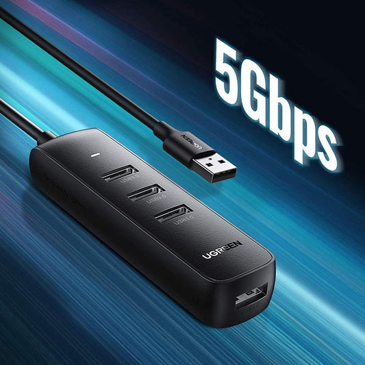 USB-hub UGREEN CM416, 4 x USB-A 3.0, 0,25m, Zwart
