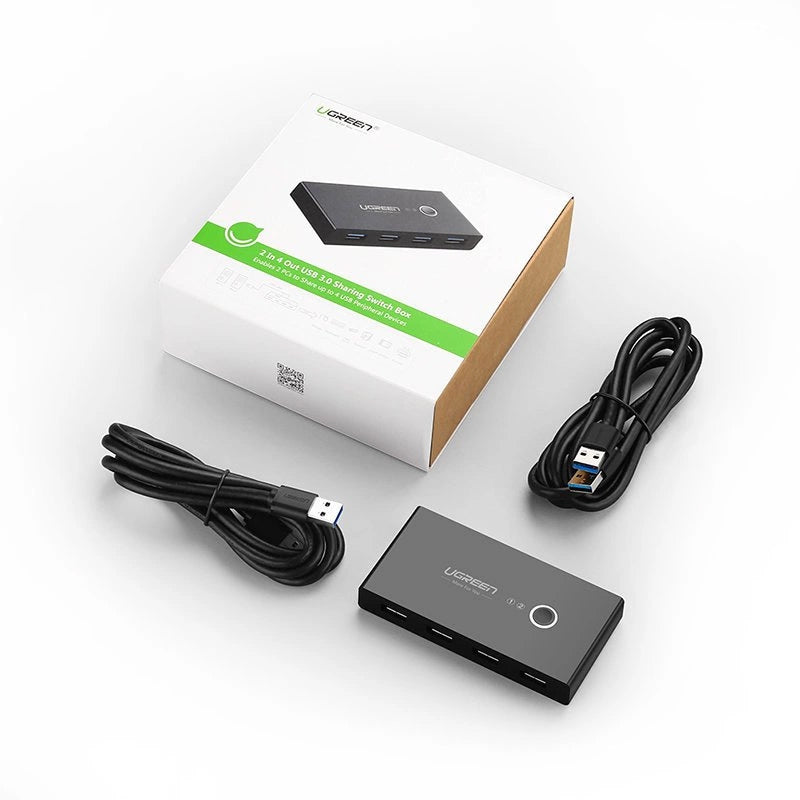 Switch USB UGREEN US216 Two Sharing Switch Box, 4 x USB-A 3.0, Zwart