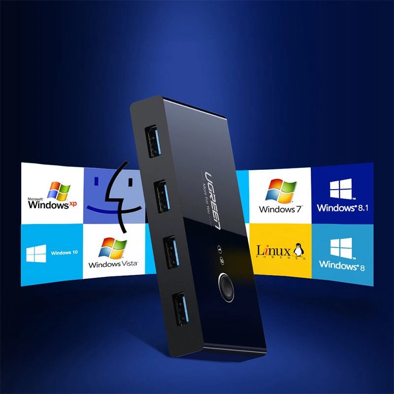 Switch USB UGREEN US216 Two Sharing Switch Box, 4 x USB-A 3.0, Zwart