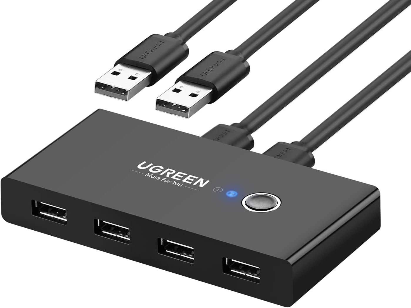 USB-hub UGREEN US216 Schakelkast voor twee delen, 4 x USB-A, zwart