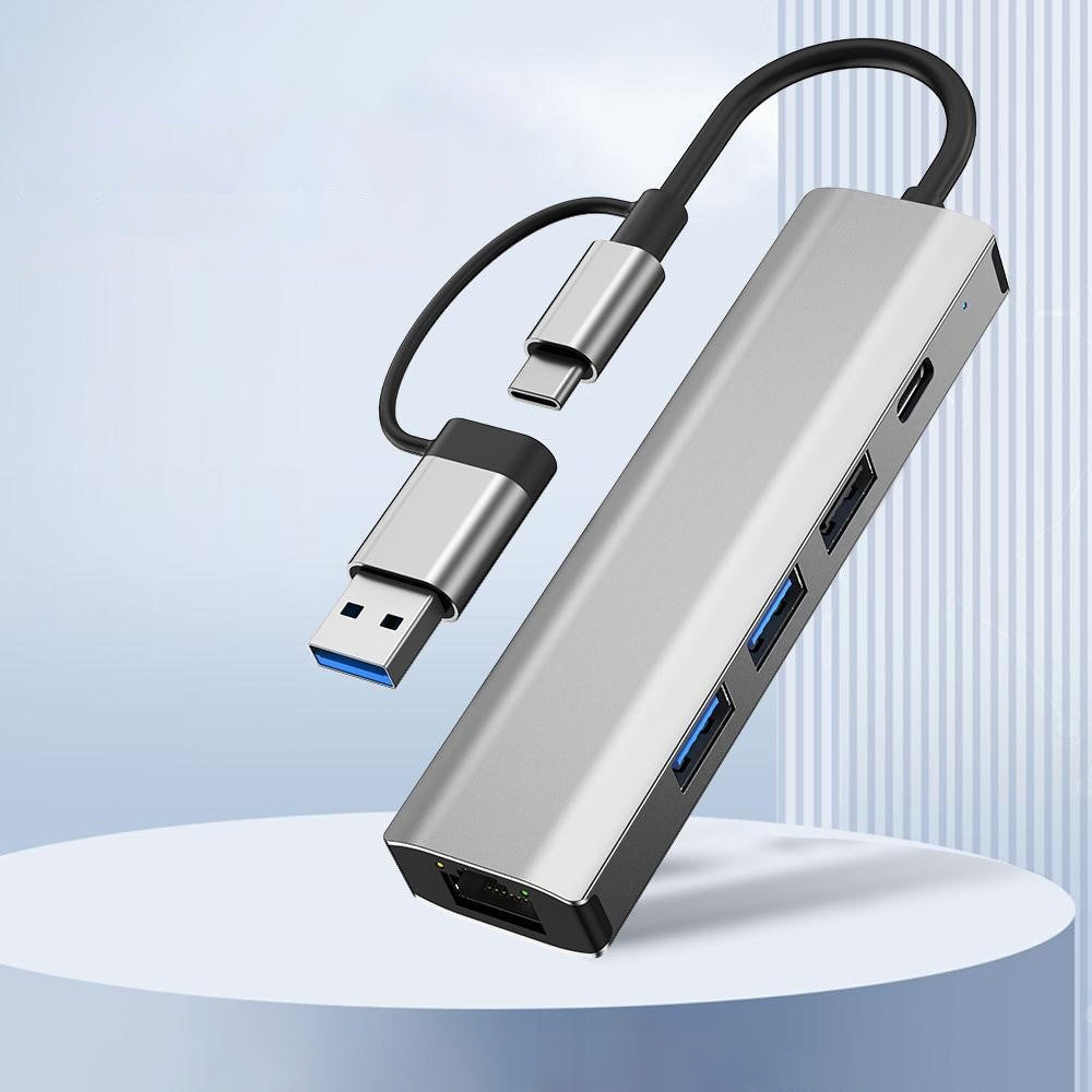 USB / USB-C Hub Techsuit H3 BoostNetLink, 5in1, Gri