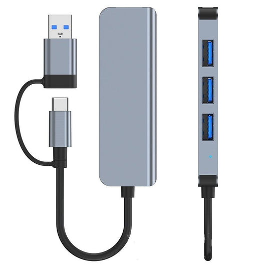 USB / USB-C Hub Techsuit H8 DataBridge, 4in1, Gri
