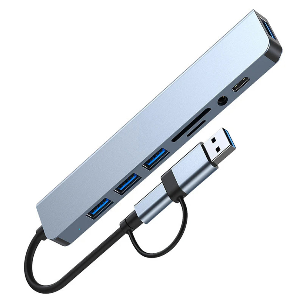 USB / USB-C Hub Techsuit H9 DataBridge, 8in1, Gri