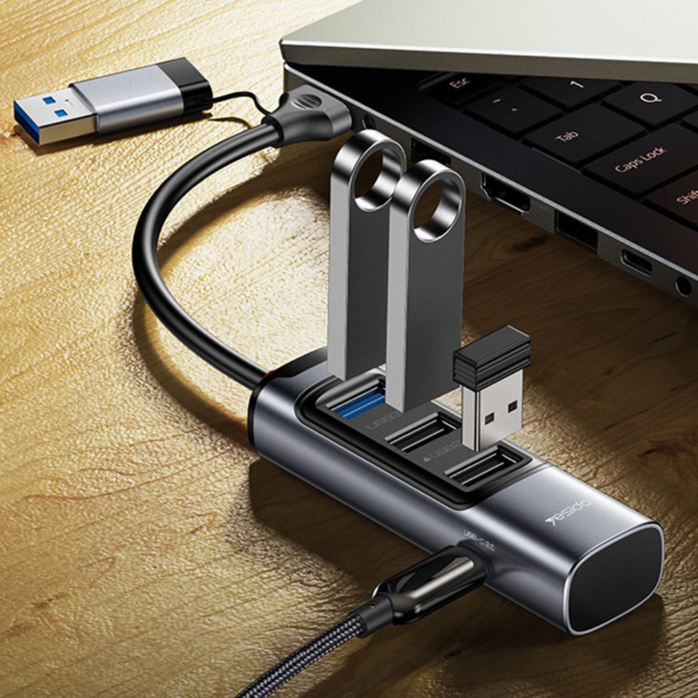 USB / USB-C Hub Yesido HB19, 4in1, Gri