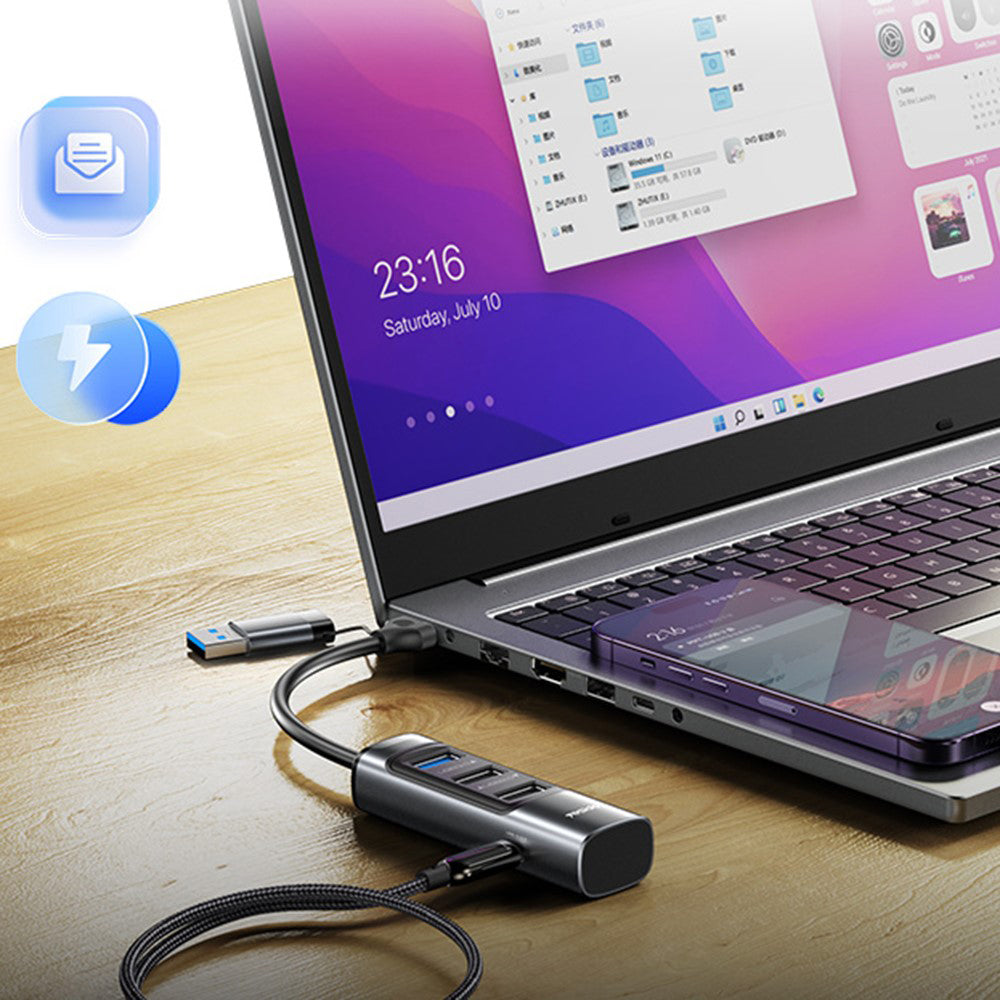 USB / USB-C Hub Yesido HB19, 4in1, Gri
