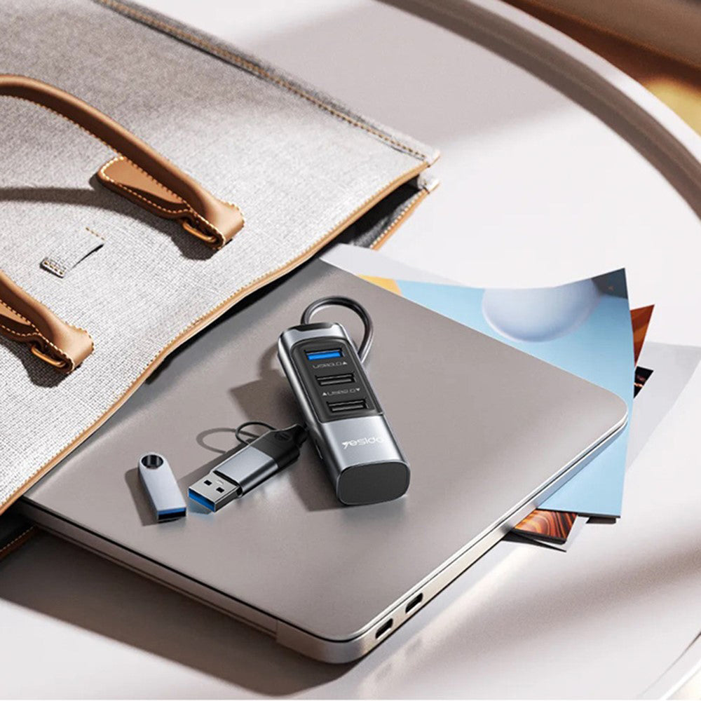 USB / USB-C Hub Yesido HB19, 4in1, Gri
