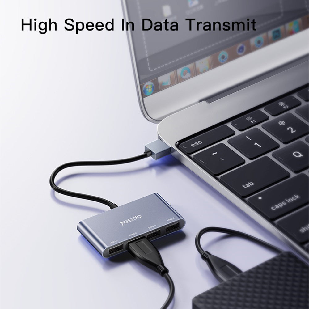 USB-hub Yesido HB12, 4in1, Grijs