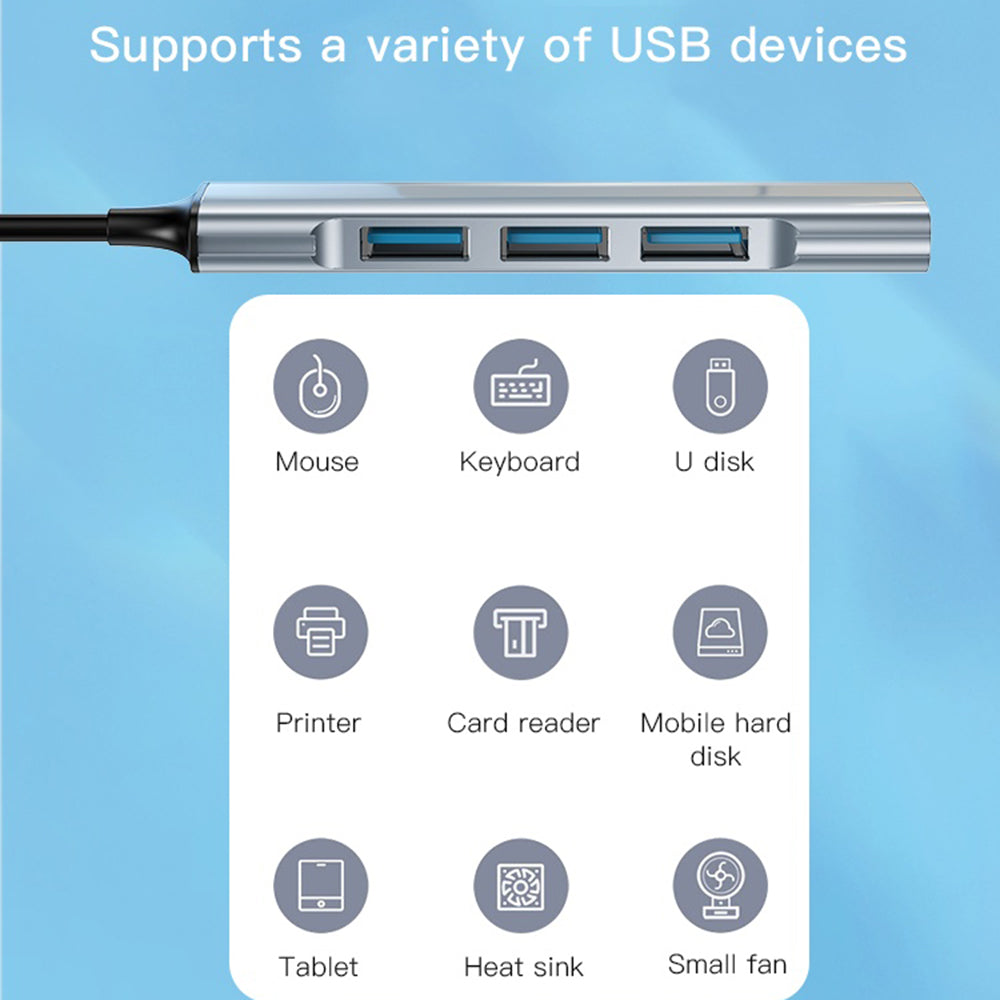 USB-hub Yesido HB18, 4in1, Grijs