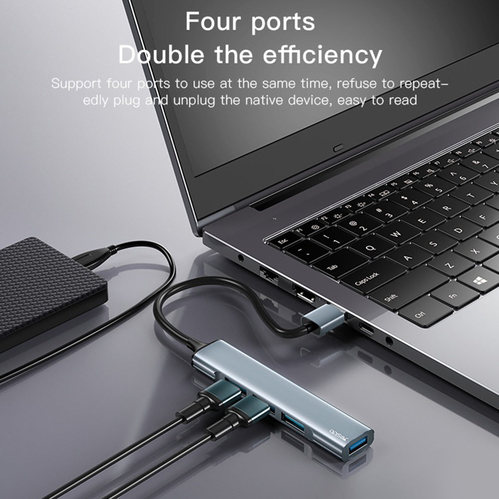 USB-hub Yesido HB18, 4in1, Grijs