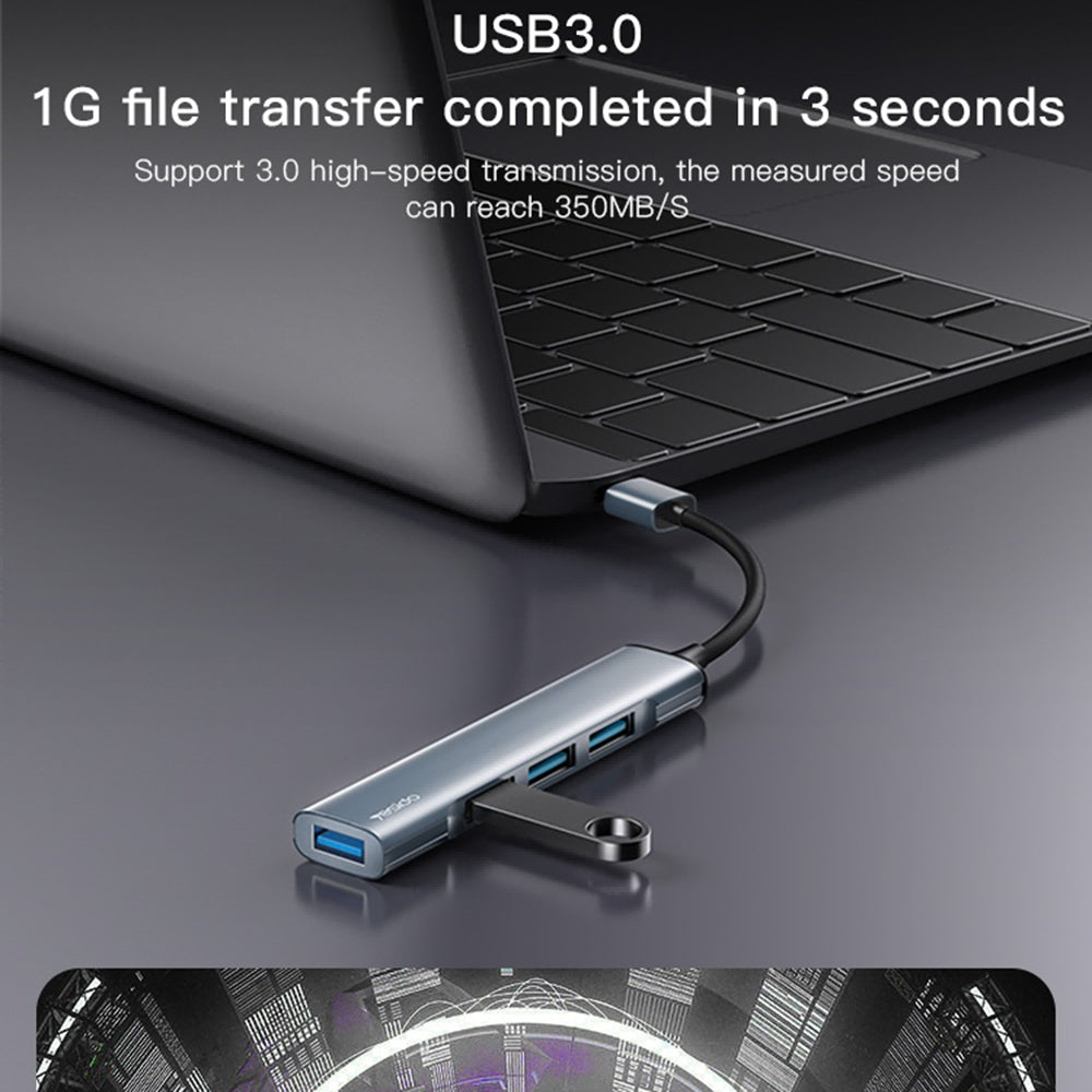 USB-hub Yesido HB18, 4in1, Grijs