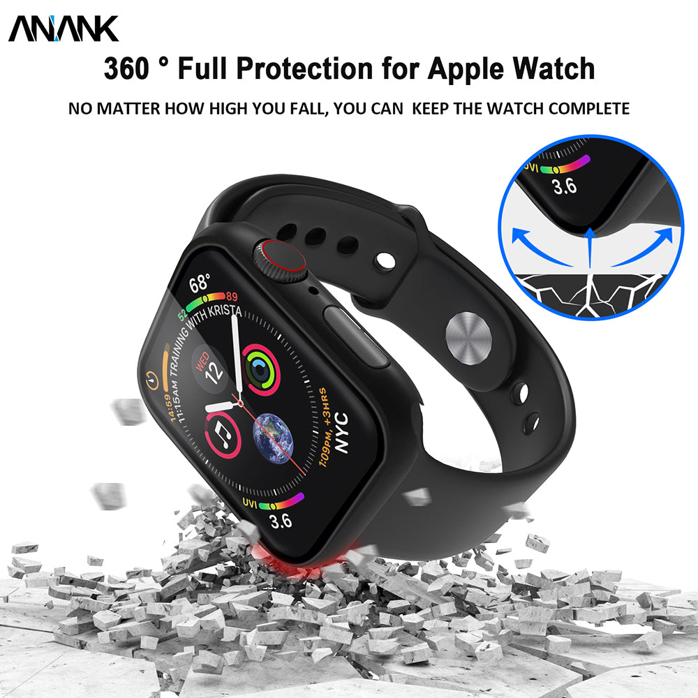 Anank Screen Guard hoesje voor Apple Watch Series 7 45mm, Zwart