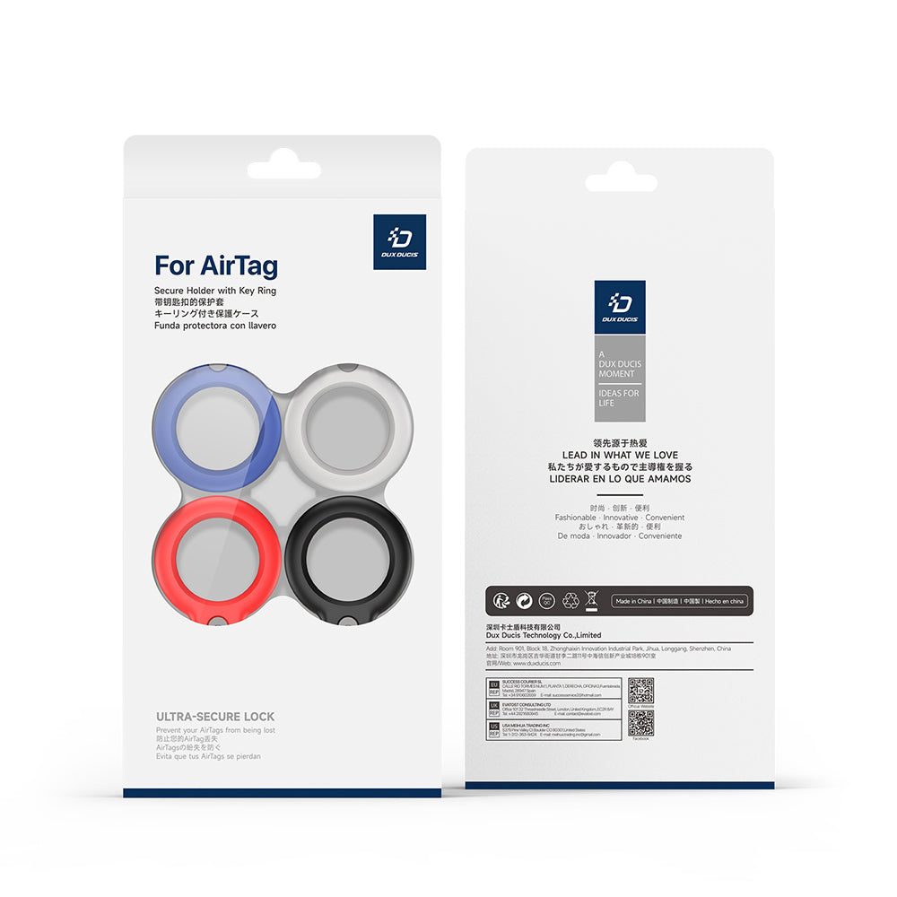 DUX DUCIS Secure hoes voor Apple AirTag, set van 4 stuks, zwart / wit / blauw / rood