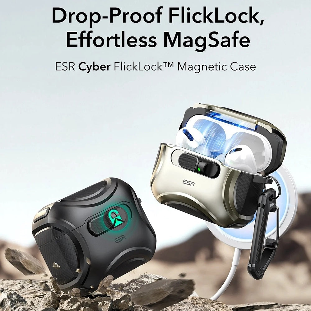 ESR Cyber FlickLock Case for Apple AirPods Pro 3, Gray