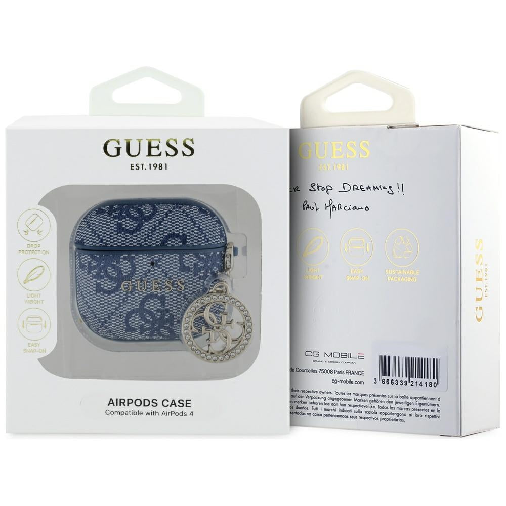 Guess 4G Strass Charm hoesje voor Apple AirPods 4, Blauw