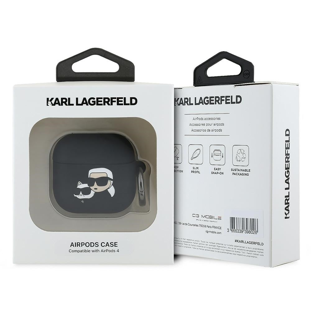 Karl Lagerfeld 3D Karl & Choupette's Heads hoes voor Apple AirPods 4, Zwart