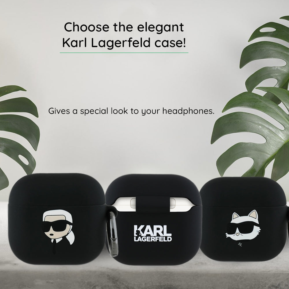 Karl Lagerfeld 3D Karl's Head Case for Apple AirPods 4, Black