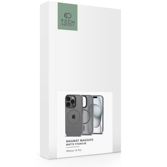 MagSafe hoesje voor Apple iPhone 15 Pro, Tech-Protect, Magmat, grijs