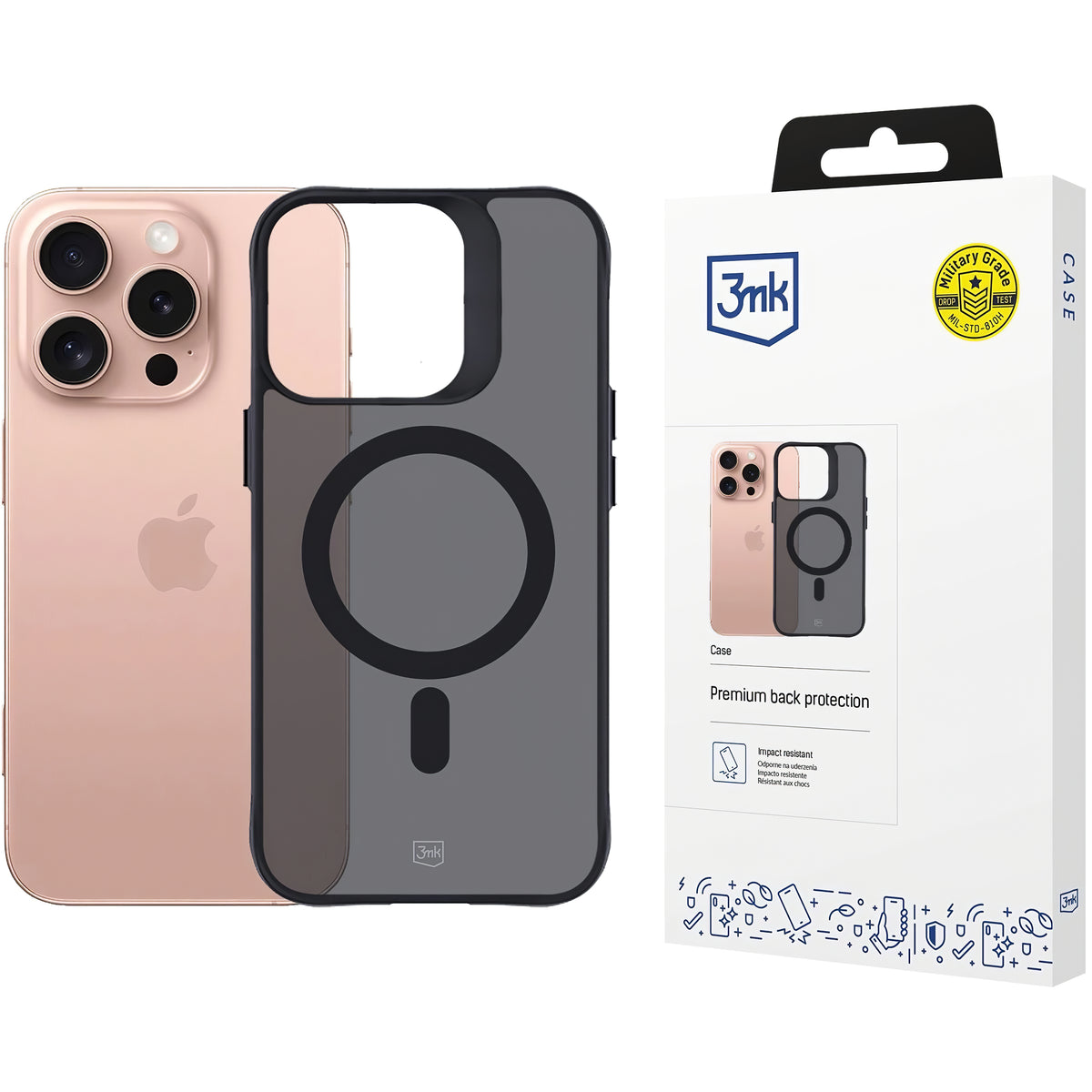 MagSafe hoesje voor Apple iPhone 16 Pro, 3MK, Rook MagCase, Zwart