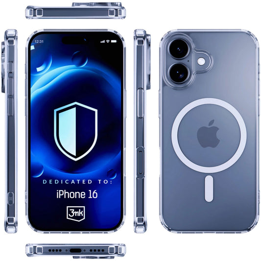 MagSafe hoesje voor Apple iPhone 16 Plus, 3MK, MagCase, Transparant