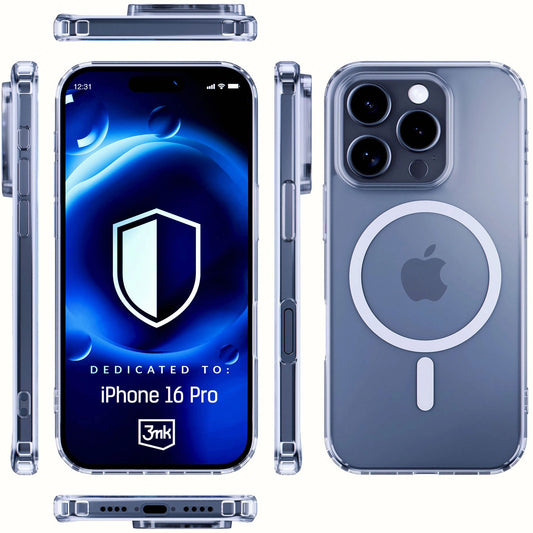 MagSafe hoesje voor Apple iPhone 16 Pro, 3MK, MagCase, Transparant