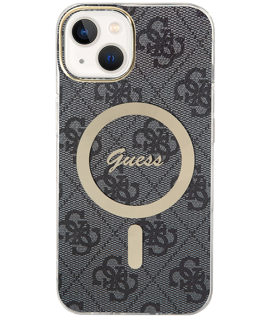 MagSafe hoesje voor Apple iPhone 15, Guess, 4G IML, Zwart GUHMP15SH4STK