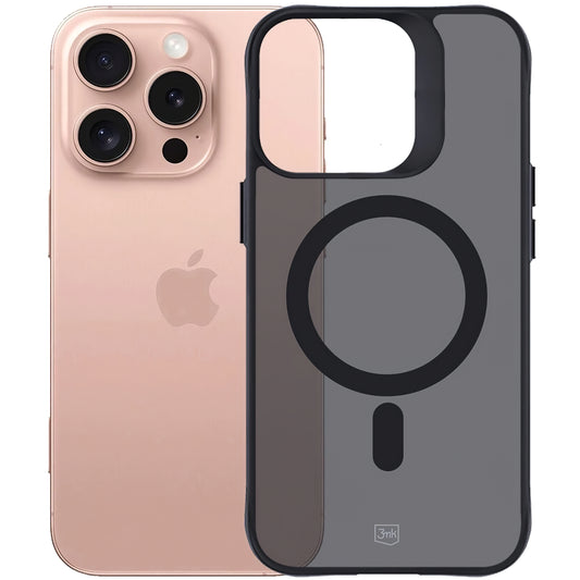 MagSafe hoesje voor Apple iPhone 16 Pro Max, 3MK, Rook MagCase, Zwart