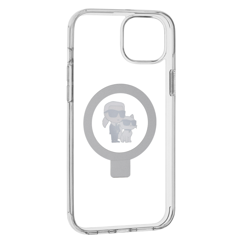 MagSafe-hoes voor Apple iPhone 15 Plus, Karl Lagerfeld, Ringstand Karl en Choupette, Wit, Herverpakt
