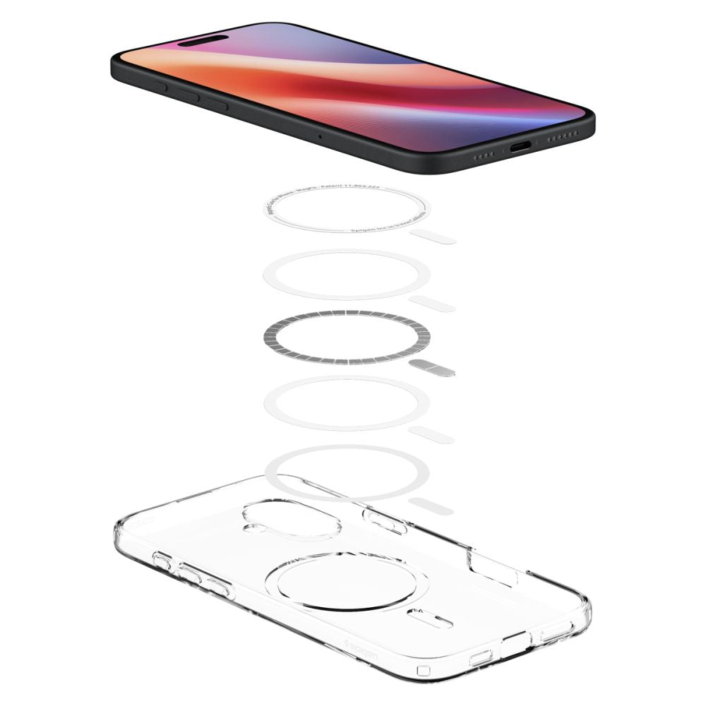 MagSafe hoesje voor Apple iPhone 16, Spigen, Liquid Crystal, Transparant ACS08390