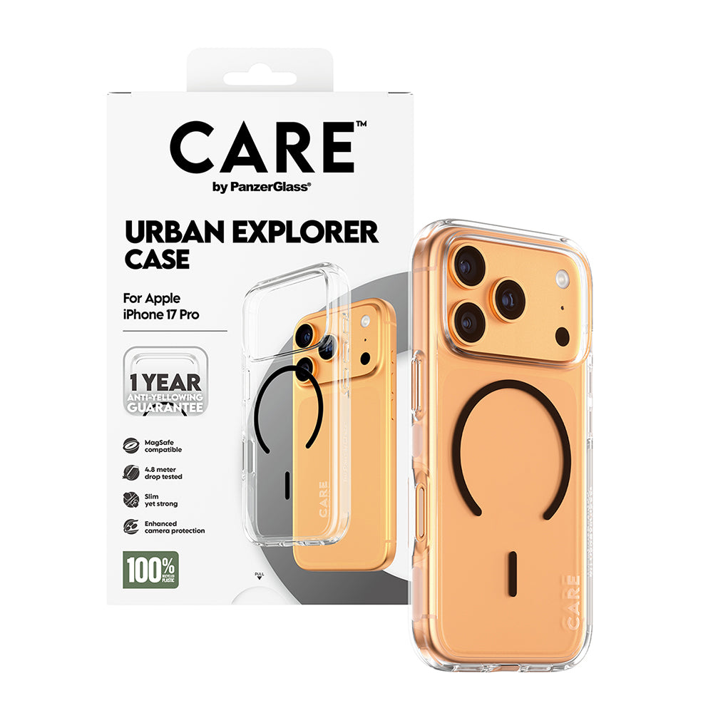 MagSafe hoesje voor Apple iPhone 17 Pro, PanzerGlass, Care Urban Explorer, Transparant Wit, Opnieuw verzegeld