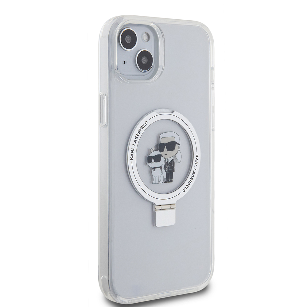 MagSafe-hoes voor Apple iPhone 15 Plus, Karl Lagerfeld, Ringstand Karl en Choupette, Wit, Herverpakt