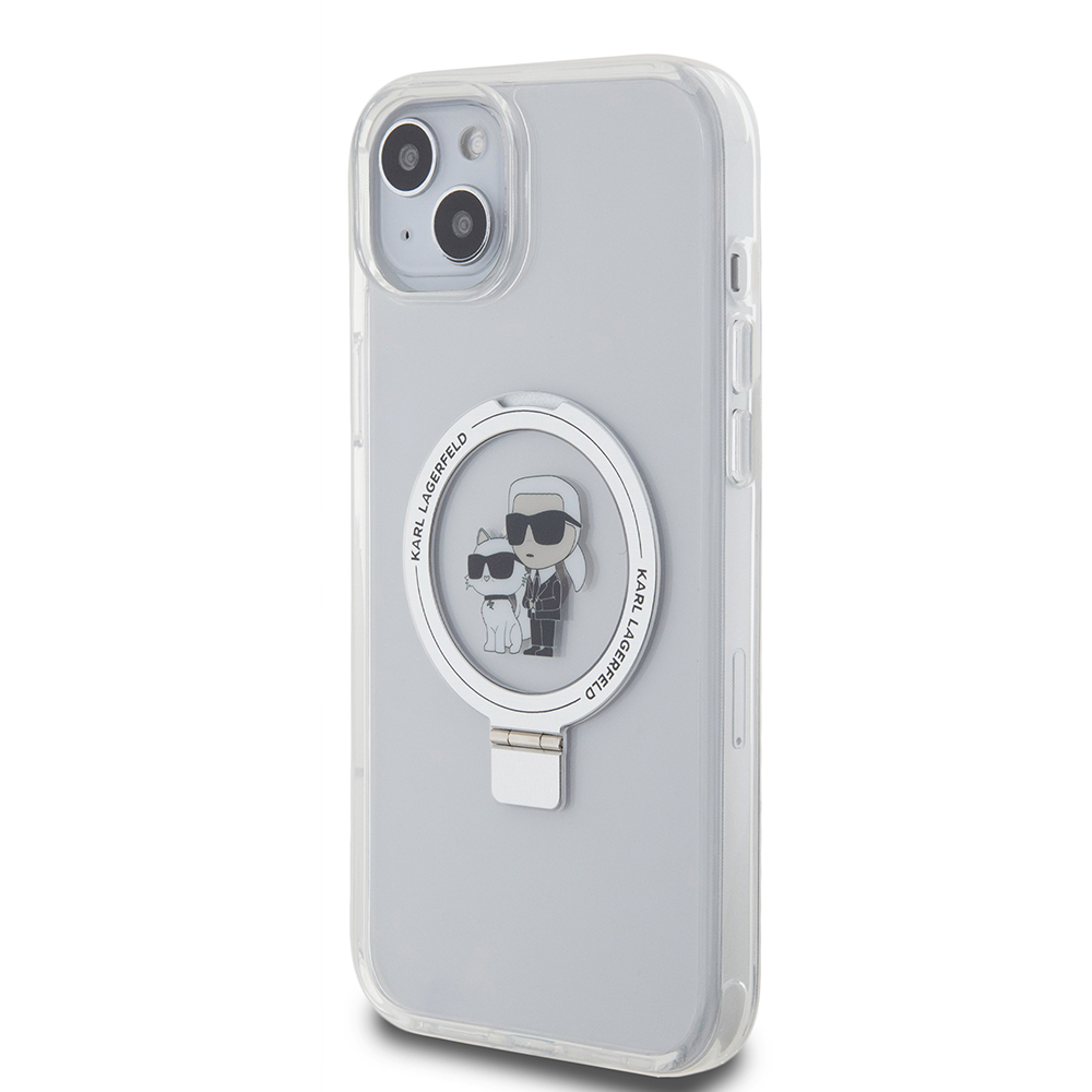 MagSafe-hoes voor Apple iPhone 15 Plus, Karl Lagerfeld, Ringstand Karl en Choupette, Wit, Herverpakt