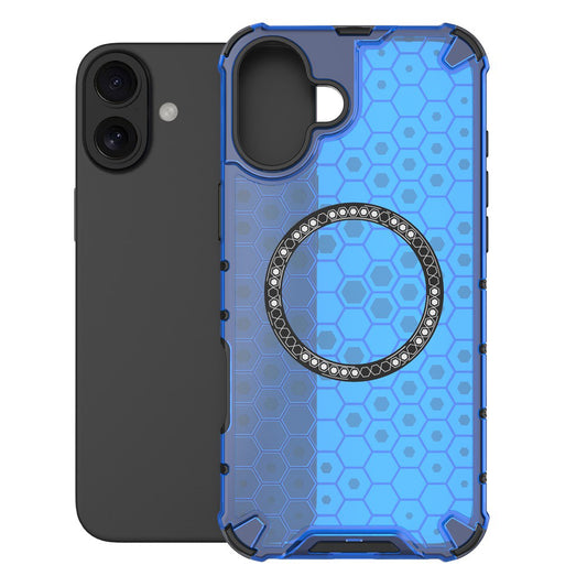 MagSafe-hoes voor Apple iPhone 16, Techsuit, HoneyComb Shield, Blauw